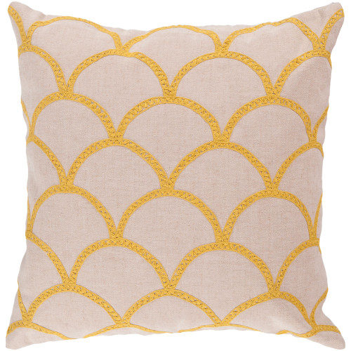 22" Cream White and Yellow Contemporary Square Throw Pillow Cover - IMAGE 1