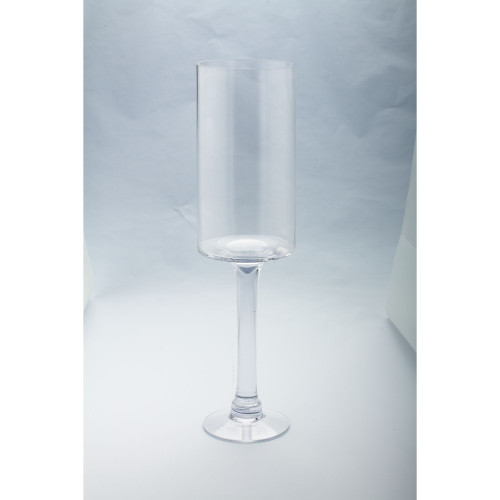 Cylindrical Handblown Glass Pillar Candle Holder - 20" - Clear - IMAGE 1