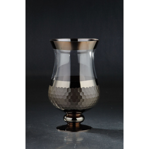 12” Black Hurricane Glass Candle Holder - IMAGE 1