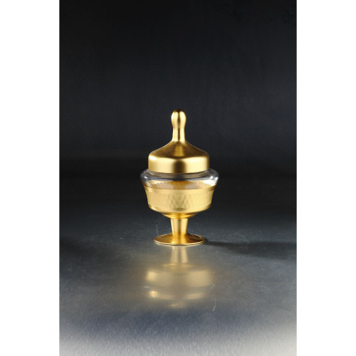 11.5" Gold Glass Jar with Finial Lid - IMAGE 1