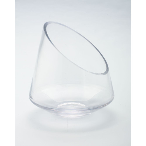 Cylindrical Handblown Glass Candle Holder - 7" - Clear - IMAGE 1