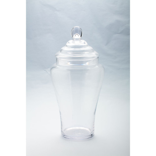 Hand Blown Glass Jar with Finial Lid - 19.5” - Clear - IMAGE 1