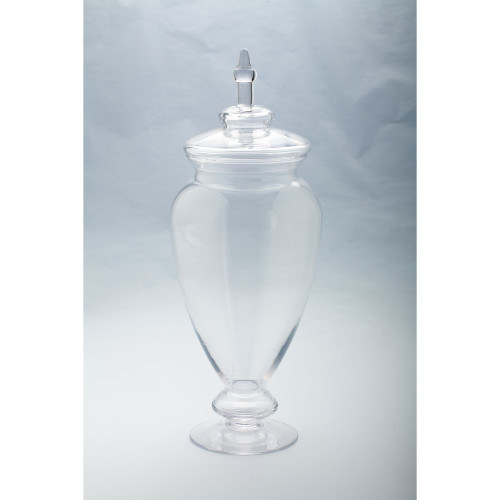 20” Clear Hand-Blown Glass Jar with Finial Lid - IMAGE 1
