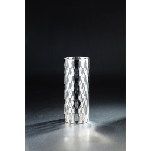 12" Silver and Clear Cylindrical Handblown Glass Vase - IMAGE 1