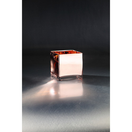 6” Glossy Copper Square Tabletop Glass Vase - IMAGE 1