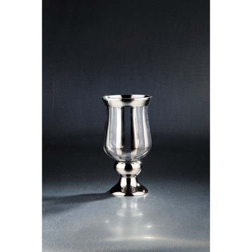 12" Metallic Silver Hurricane Glass Tabletop Candle Holder - IMAGE 1