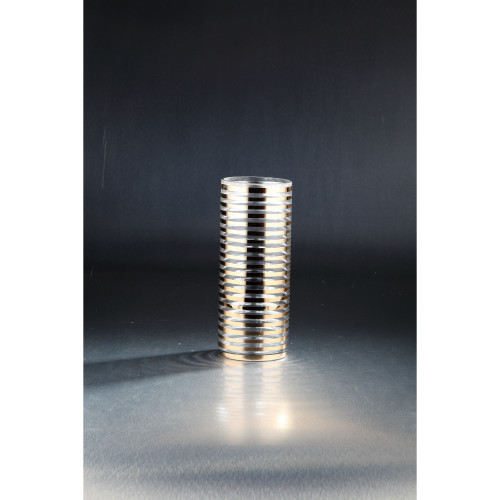 12" Metallic Gold Striped Cylindrical Glass Flower Vase - IMAGE 1