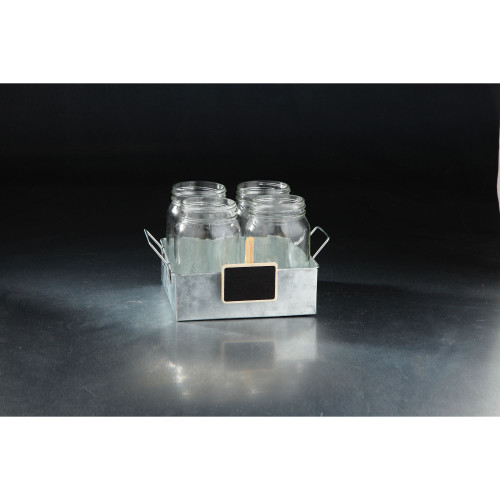 8.5" Clear Cylindrical Shape Glass Vase with Tray - IMAGE 1