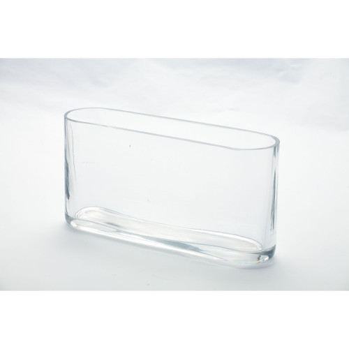 10" Clear Oval Glass Vase Tabletop Decoration - IMAGE 1
