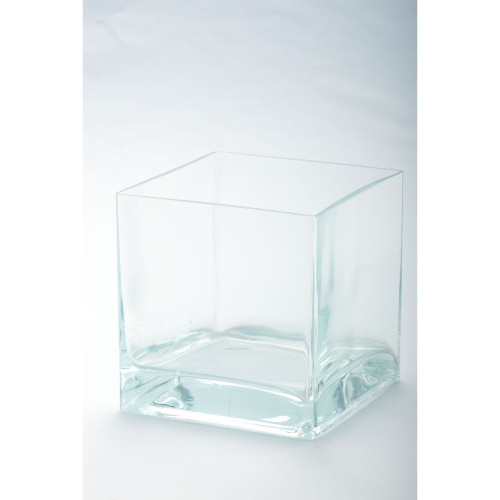 6" Clear Transparent Square Glass Pillar Candle Holder - IMAGE 1