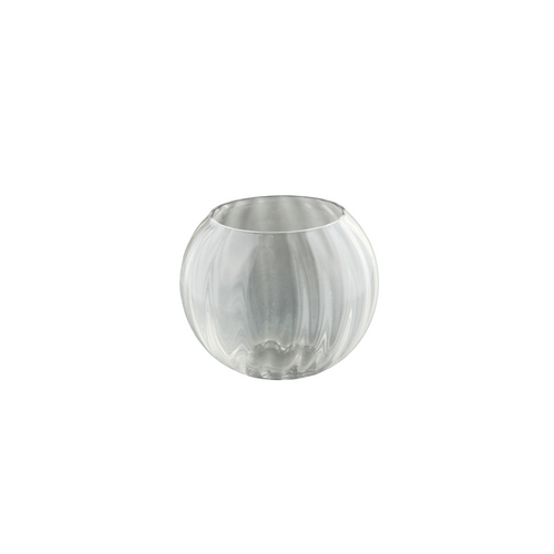 8" Clear Glass Bubble Groove Accented Bowl Floating Tealight Candle Holder - IMAGE 1