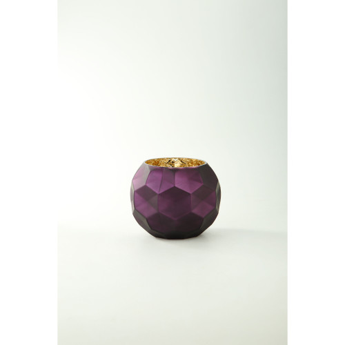 7" Purple Geometric Faceted Glass Ball Vase - IMAGE 1