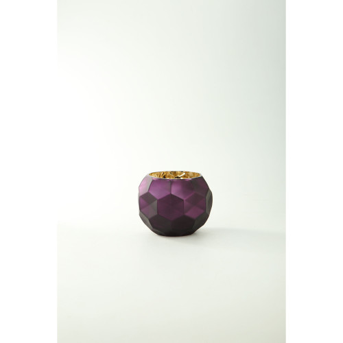 5.5" Purple Geometric Faceted Glass Ball Vase - IMAGE 1
