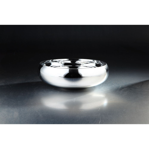 12" Silver Finish Hand Blown Glass Bowl Vase - IMAGE 1
