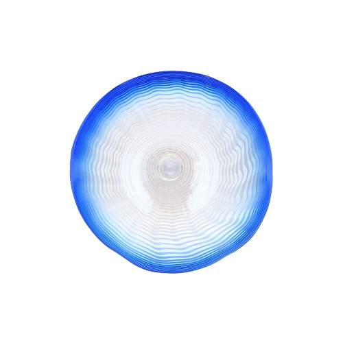 25.5" Blue and Clear Ombre Glass Swirled Plate - IMAGE 1