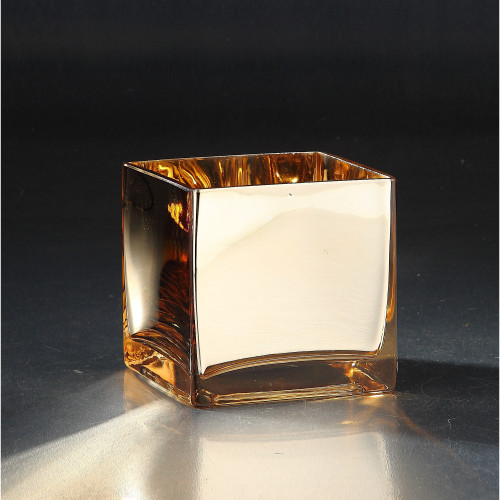 4.5" Gold Glass Square Flower Vase - IMAGE 1