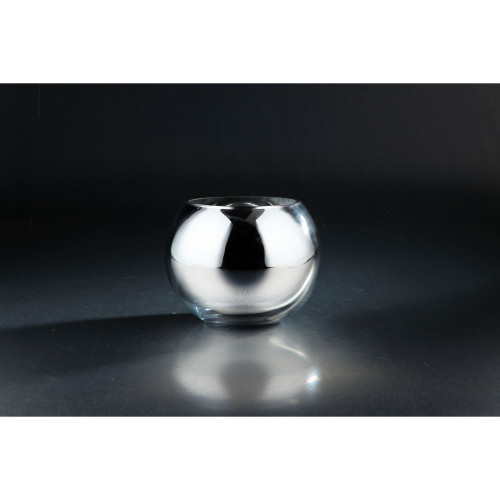 6.5" Metallic Clear and Silver Colored Glass Ball Vase - IMAGE 1