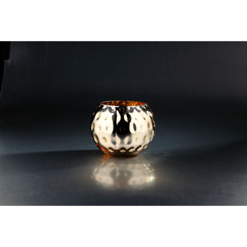 8" Metallic Gold Dimpled Glass Vase - IMAGE 1