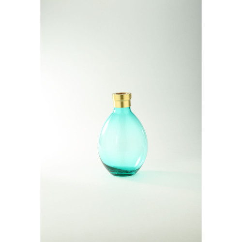 10" Aqua Blue Hand Blown Glass Tabletop Vase - IMAGE 1