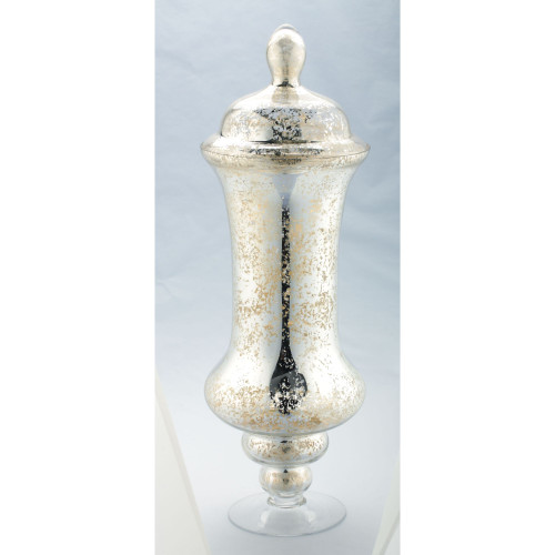 23.5" Gold and Silver Glass Apothecary Jar with Lid - IMAGE 1