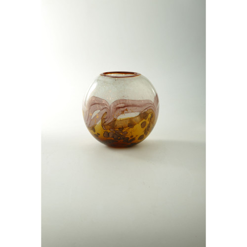 7" Yellow and White Glass Flower Vase - IMAGE 1