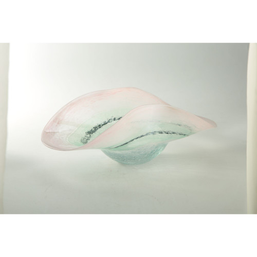 16.5” White and Green Shell Figurine Glass Tabletop Decoration - IMAGE 1