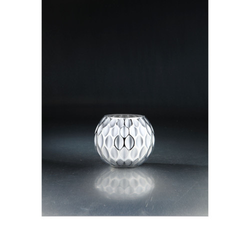 7" Silver and White Oval Shape Pattern Glass Vase - IMAGE 1