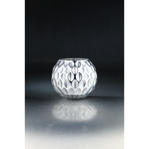 8.5" Silver Oval Shape Pattern Glass Vase Tabletop Decoration - IMAGE 1