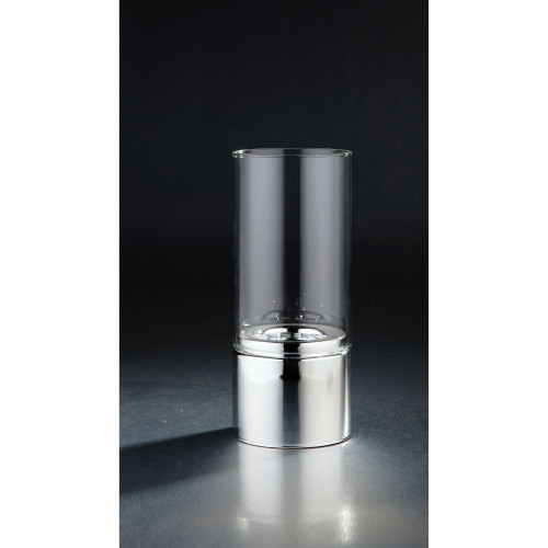 11.5" Silver Cylindrical Hand Blown Glass Vase - IMAGE 1