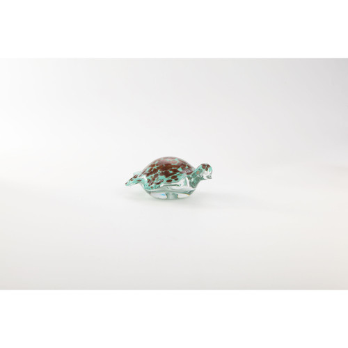 7" Aquatic Brown and Green Glass Decorative Turtle Figurine - IMAGE 1