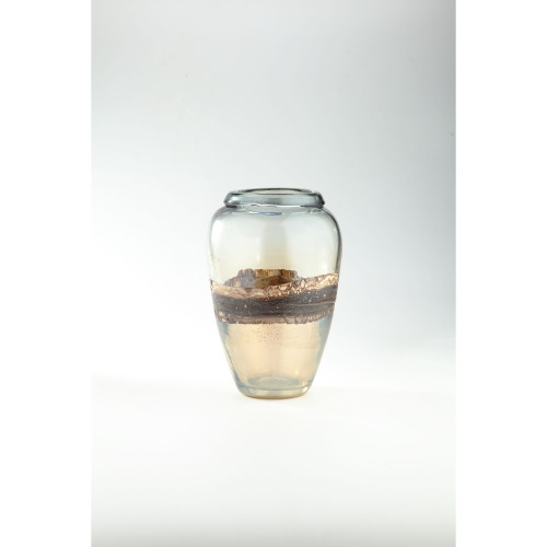 10.5" Brown Abstract Design Glass Flower Vase - IMAGE 1