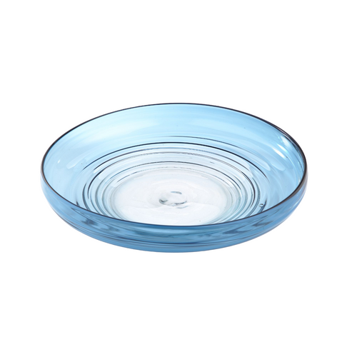 15.5" Blue Modern Style Round Glass Serving Plate - IMAGE 1