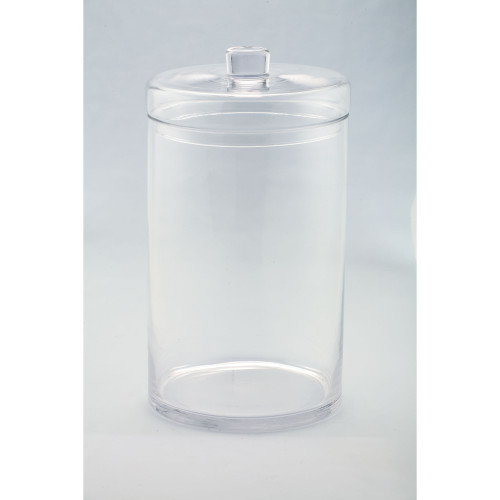 16" Clear Solid Cylindrical Hand Blown Glass Jar with Finial Lid - IMAGE 1