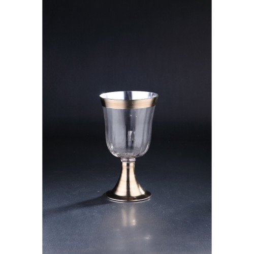 11.5" Silver Hand Blown Glass Hurricane Pillar Candle Holder - IMAGE 1