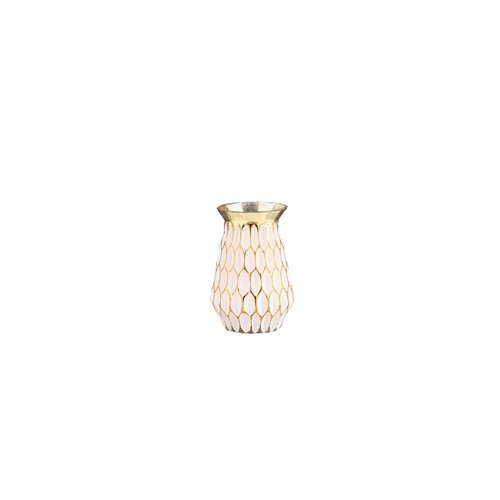 7" White and Gold Glass Decorative Vase - IMAGE 1