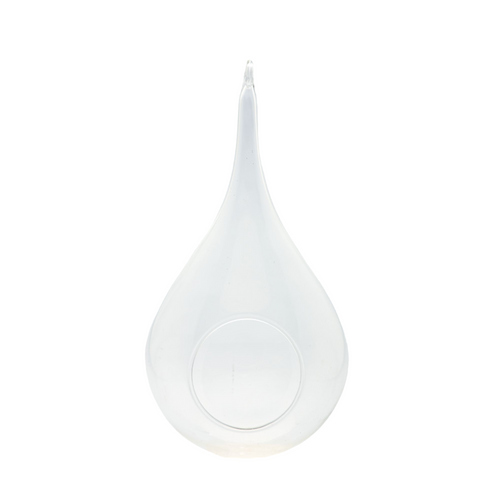 9" Clear Solid Hand Blown Hanging Glass Candle Holder - IMAGE 1