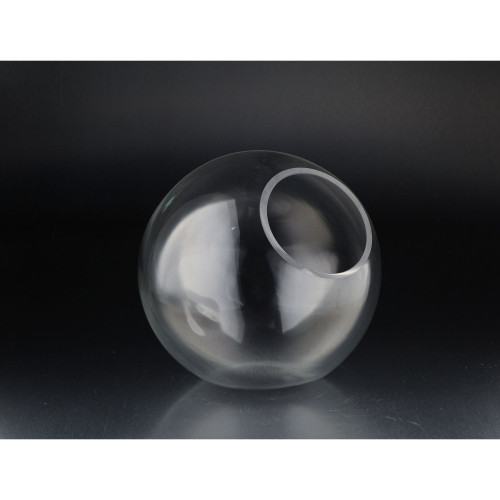 11" Clear Hand Blown Round Glass Candle Holder - IMAGE 1