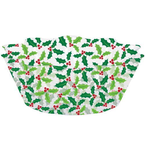 Club Pack of 12 Green and White Fluted Christmas Party Snack Bowls 8" - IMAGE 1