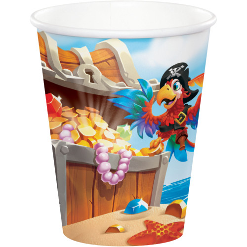 Club Pack of 96 Brown and Blue Pirate Treasure Party Cups 9 oz. - IMAGE 1