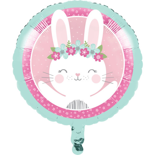 Bunny Party Mylar Balloons - 18" - Pink and Teal Blue - Pack of 10 - IMAGE 1