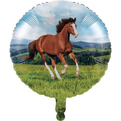 Pack of 10 White and Green Horse and Pony Mylar Balloons 18" - IMAGE 1