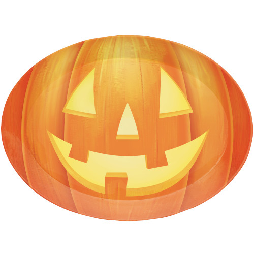 Disposable Pumpkin Oval Halloween Party Plates - 14" - Club Pack of 12 - IMAGE 1