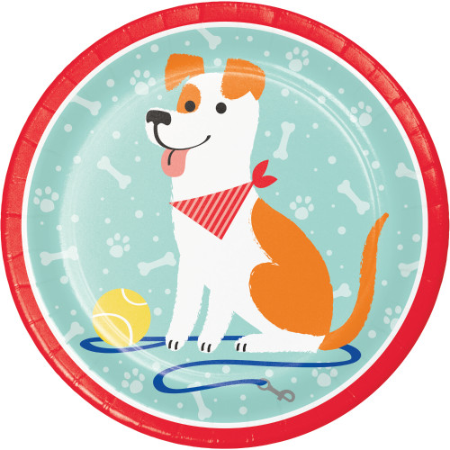 Disposable Playful Dog Disposable Party Dinner Plates - 8.75" - Club Pack of 96 - IMAGE 1