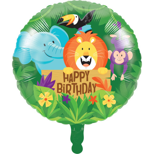 Pack of 10 Green and Yellow Jungle Safari "HAPPY BIRTHDAY" Mylar Balloons 18" - IMAGE 1