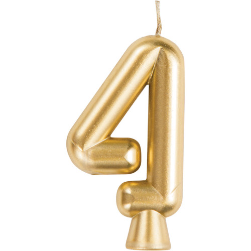 Metallic Number 4 Celebration Candles - 2.75" - Gold - Club Pack of 12 - IMAGE 1