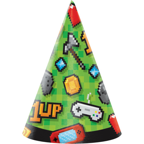 Club Pack of 48 Green and Black Video Game Themed Party Hats 6.25" - IMAGE 1