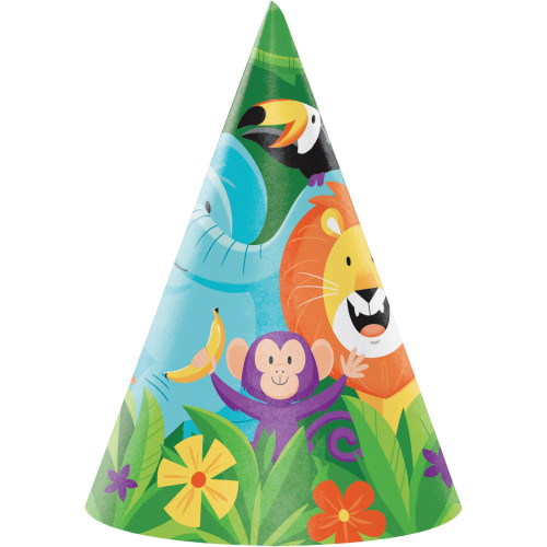 Club Pack of 48 Orange and Green Jungle Safari Party Hats 6.25" - IMAGE 1