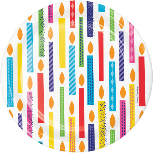 Club Pack of 96 Red and Blue Bright Birthday Dessert Round Plates 6.8" - IMAGE 1