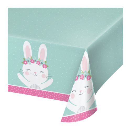 Pack of 6 Green and Pink Bunny Rectangular Table Covers 102" - IMAGE 1