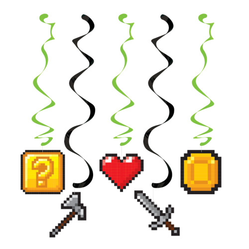 Club Pack of 30 Green and Black Video Game Dizzy Danglers 39" - IMAGE 1